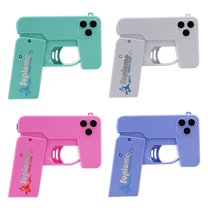 2 Pcs Blue Mini Foldable Phone Water Gun - Portable Dual-Nozzle Spray Toy for Summer Fun and Stress Relief V888-ELOSUNG36726