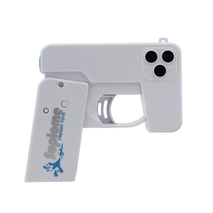 2 Pcs Grey Mini Foldable Phone Water Gun - Portable Dual-Nozzle Spray Toy for Summer Fun and Stress Relief V888-ELOSUNG36727