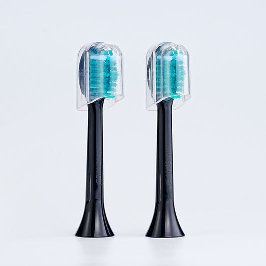 Black 03TB Electric Toothbrush Replacement Heads 2-Pack - Blue Light Whitening Sonic Cleaning Brush Heads for V888-ELOSUNG36729