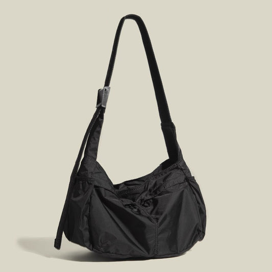 Black Large Capacity Nylon Tote Bag - Water Resistant Casual Shoulder Bag for Daily Use and Outdoor Activities V888-ELOSUNG36730