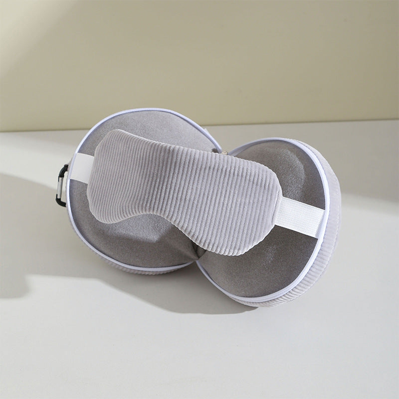 Grey 3-in-1 Foldable Sleep Eye Mask with Neck Pillow - Compact Travel Pillow for Airplane, Office Naps and V888-ELOSUNG36741
