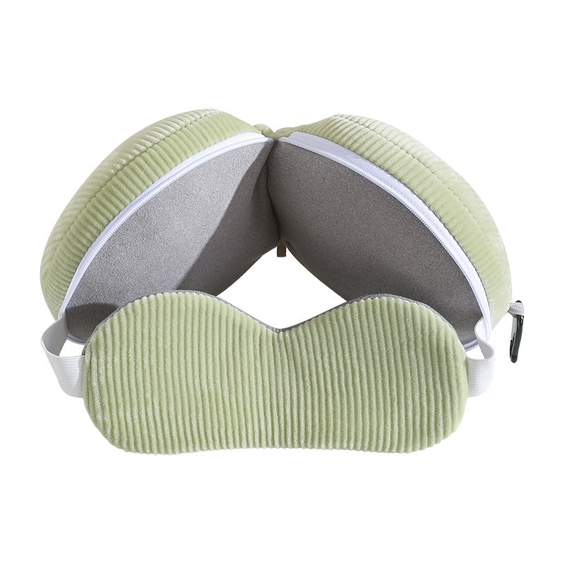 Grey 3-in-1 Foldable Sleep Eye Mask with Neck Pillow - Compact Travel Pillow for Airplane, Office Naps and V888-ELOSUNG36741