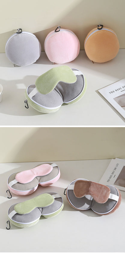 Grey 3-in-1 Foldable Sleep Eye Mask with Neck Pillow - Compact Travel Pillow for Airplane, Office Naps and V888-ELOSUNG36741