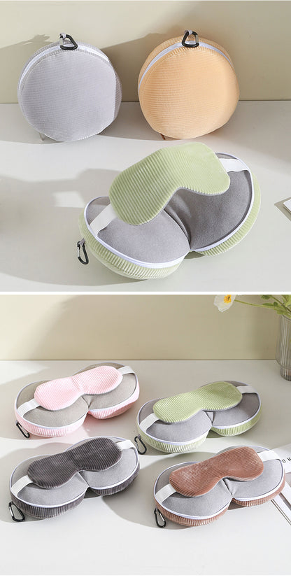 Grey 3-in-1 Foldable Sleep Eye Mask with Neck Pillow - Compact Travel Pillow for Airplane, Office Naps and V888-ELOSUNG36741