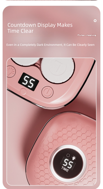 Purple Portable Sonic Wave Contact Lens Cleaner with LED Makeup Mirror - Automatic Electric Lens Cleaning V888-ELOSUNG36744