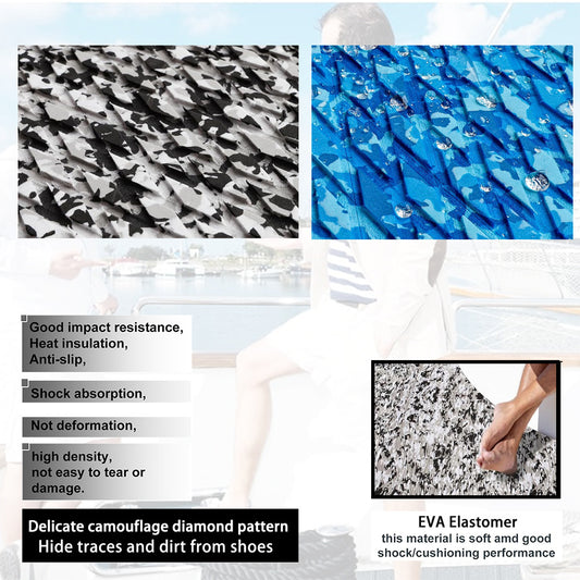 Snow Camouflage EVA Boat Deck Mat - Non-Slip, Waterproof Flooring for Yacht, Boat, and Outdoor V888-ELOSUNG36757