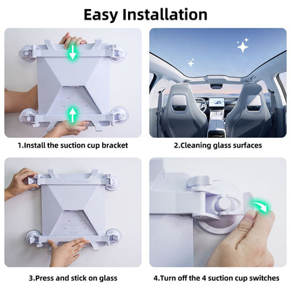 White Star Mini Car Suction Mount Bracket - Universal Glass Mount for Roof, Skylight, and Vehicle Windows V888-ELOSUNG36759