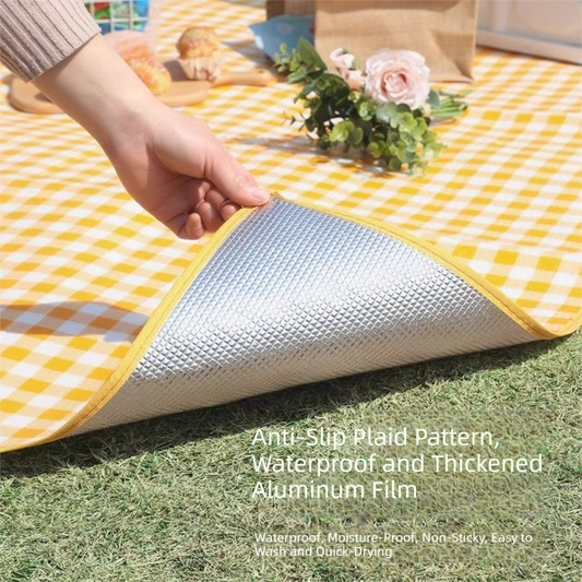 Yellow Lightweight Thickened Picnic Mat - Waterproof Outdoor Camping Ground Sheet for Hiking, Parks and V888-ELOSUNG36775
