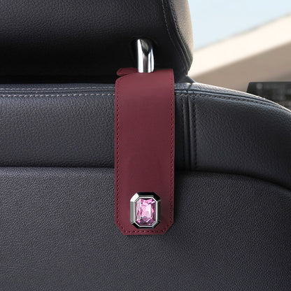 Claret Car Multi-Functional PU Leather Hook with Crystal Decoration - Hidden Storage Hook for Front and Rear V888-ELOSUNG36779
