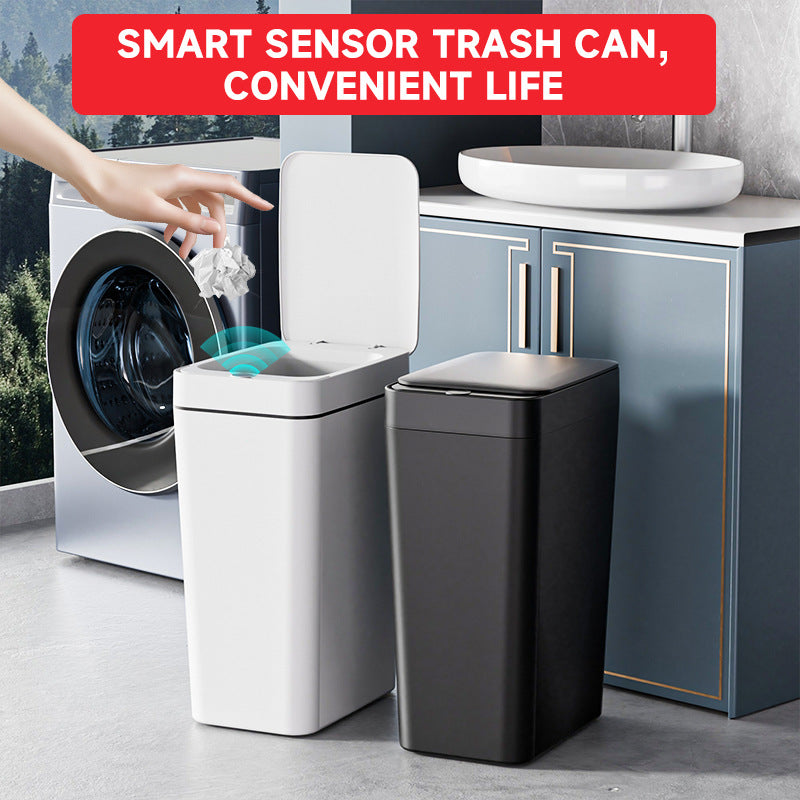 Black Smart Sensor Trash Can - Slim, Durable, and Hands-Free Waste Bin for Kitchen, Bathroom, or Living Room V888-ELOSUNG36781