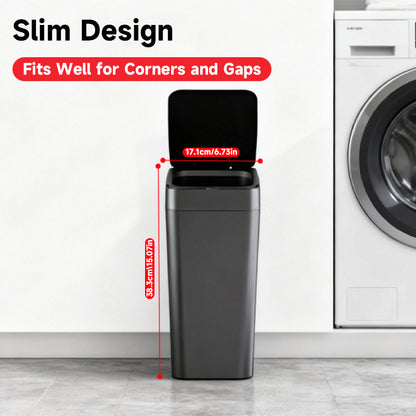Grey Smart Sensor Trash Can - Slim, Durable, and Hands-Free Waste Bin for Kitchen, Bathroom, or Living Room V888-ELOSUNG36782
