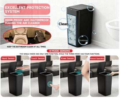 Grey Smart Sensor Trash Can - Slim, Durable, and Hands-Free Waste Bin for Kitchen, Bathroom, or Living Room V888-ELOSUNG36782