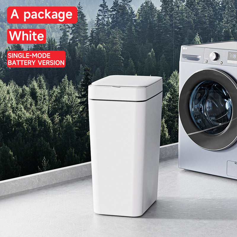 White Smart Sensor Trash Can - Slim, Durable, and Hands-Free Waste Bin for Kitchen, Bathroom, or Living Room V888-ELOSUNG36783