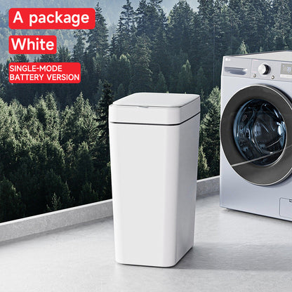 White Smart Sensor Trash Can - Slim, Durable, and Hands-Free Waste Bin for Kitchen, Bathroom, or Living Room V888-ELOSUNG36783