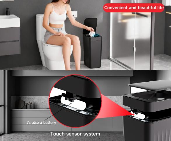 White Smart Sensor Trash Can - Slim, Durable, and Hands-Free Waste Bin for Kitchen, Bathroom, or Living Room V888-ELOSUNG36783