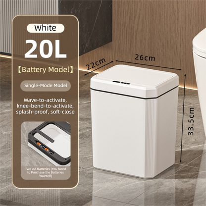 White Smart Sensor Trash Can - 20L Capacity, Touch-Free Operation with Odor-Blocking & Waterproof Design V888-ELOSUNG36784