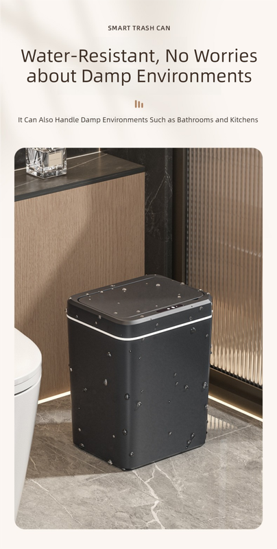 White Smart Sensor Trash Can - 20L Capacity, Touch-Free Operation with Odor-Blocking & Waterproof Design V888-ELOSUNG36784
