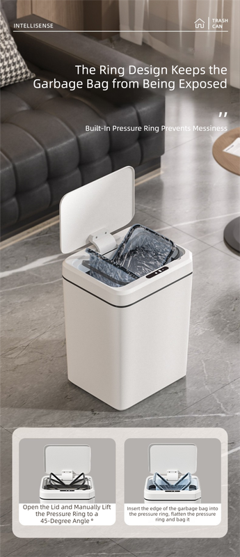 Black Smart Sensor Trash Can - 20L Capacity, Touch-Free Operation with Odor-Blocking & Waterproof Design V888-ELOSUNG36785
