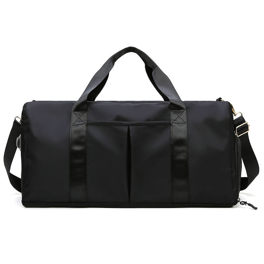 Black Large Capacity Travel Duffel Bag - Wet & Dry Separation, Shoe Compartment, and Luggage Sleeve for Gym, V888-ELOSUNG36808