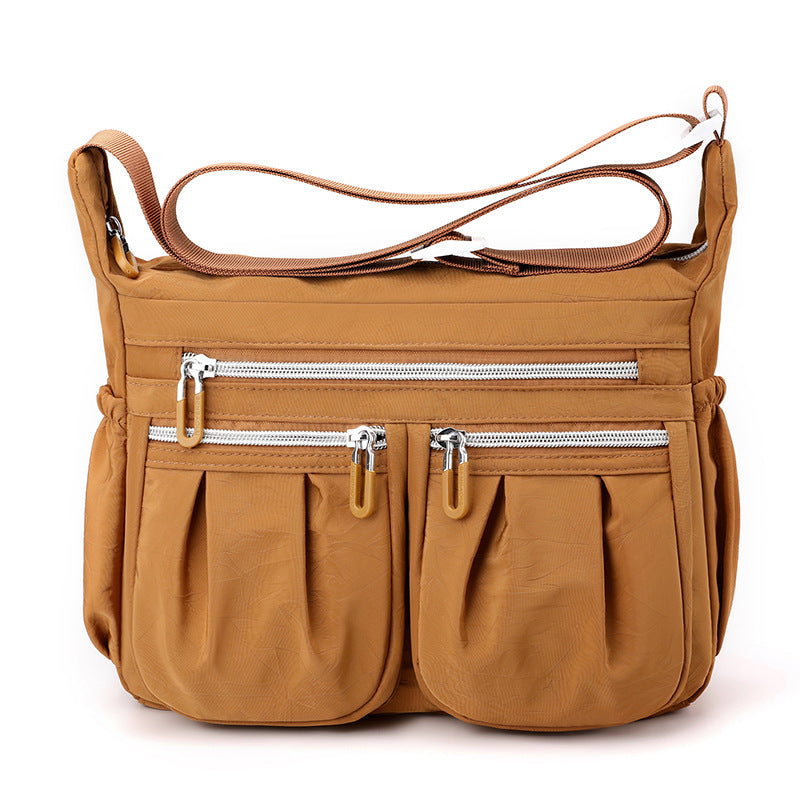Brown Multi-Pocket Lightweight Nylon Crossbody Bag - Stylish, Functional, and Spacious Shoulder Bag for Women V888-ELOSUNG36815