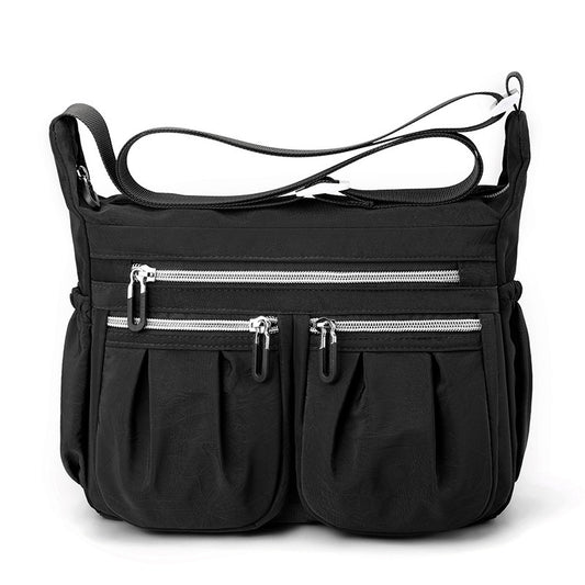 Black Multi-Pocket Lightweight Nylon Crossbody Bag - Stylish, Functional, and Spacious Shoulder Bag for Women V888-ELOSUNG36817
