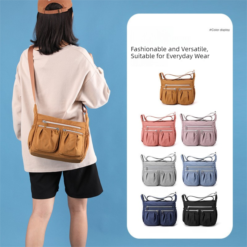 Purple Multi-Pocket Lightweight Nylon Crossbody Bag - Stylish, Functional, and Spacious Shoulder Bag for Women V888-ELOSUNG36818