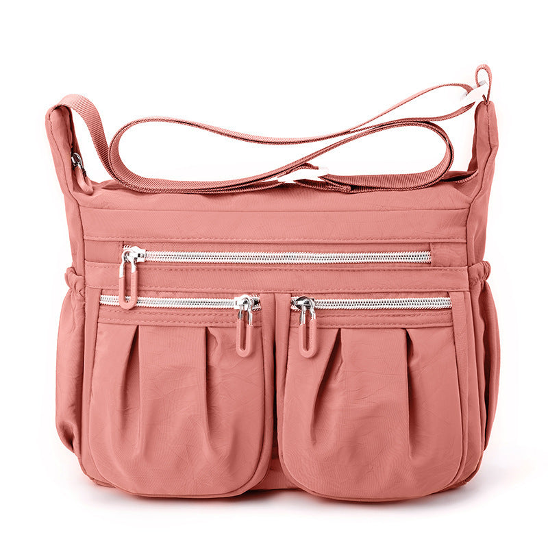 Pink Multi-Pocket Lightweight Nylon Crossbody Bag - Stylish, Functional, and Spacious Shoulder Bag for Women V888-ELOSUNG36819
