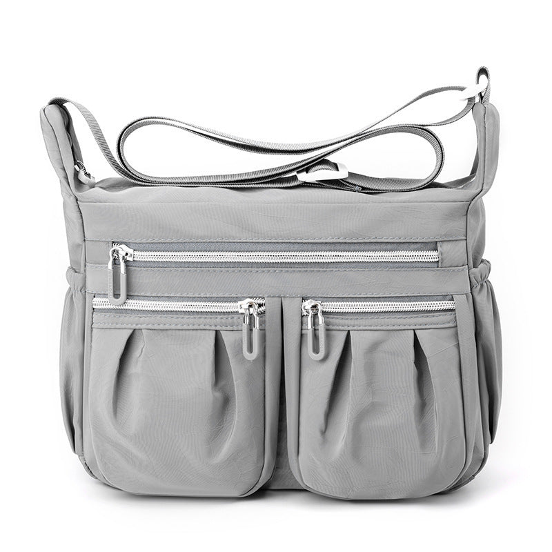 Grey Multi-Pocket Lightweight Nylon Crossbody Bag - Stylish, Functional, and Spacious Shoulder Bag for Women V888-ELOSUNG36820