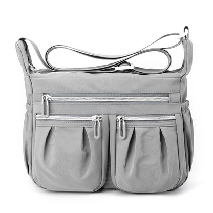Grey Multi-Pocket Lightweight Nylon Crossbody Bag - Stylish, Functional, and Spacious Shoulder Bag for Women V888-ELOSUNG36820