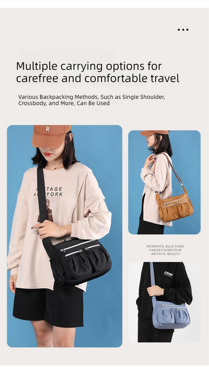 Grey Multi-Pocket Lightweight Nylon Crossbody Bag - Stylish, Functional, and Spacious Shoulder Bag for Women V888-ELOSUNG36820