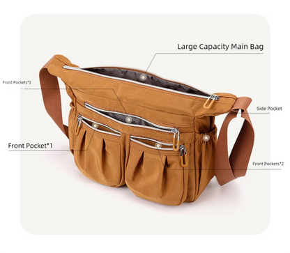 Dark Blue Multi-Pocket Lightweight Nylon Crossbody Bag - Stylish, Functional, and Spacious Shoulder Bag for V888-ELOSUNG36821