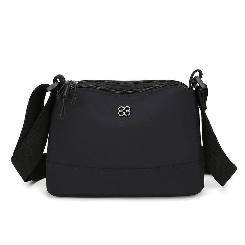 Black Lightweight Multi-Layer Crossbody Bag for Women - Compact, Water-Resistant Nylon Shoulder Bag with V888-ELOSUNG36823