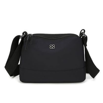 Black Lightweight Multi-Layer Crossbody Bag for Women - Compact, Water-Resistant Nylon Shoulder Bag with V888-ELOSUNG36823
