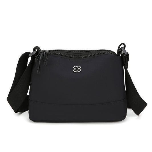 Black Lightweight Multi-Layer Crossbody Bag for Women - Compact, Water-Resistant Nylon Shoulder Bag with V888-ELOSUNG36823