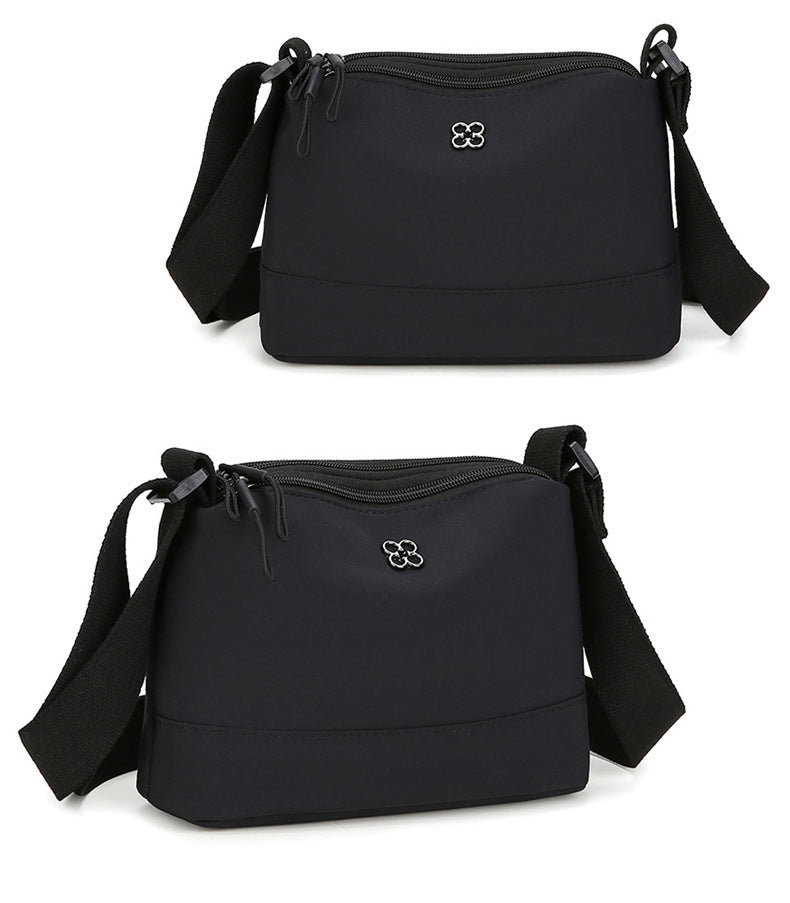 Black Lightweight Multi-Layer Crossbody Bag for Women - Compact, Water-Resistant Nylon Shoulder Bag with V888-ELOSUNG36823