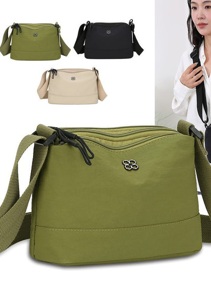 Black Lightweight Multi-Layer Crossbody Bag for Women - Compact, Water-Resistant Nylon Shoulder Bag with V888-ELOSUNG36823