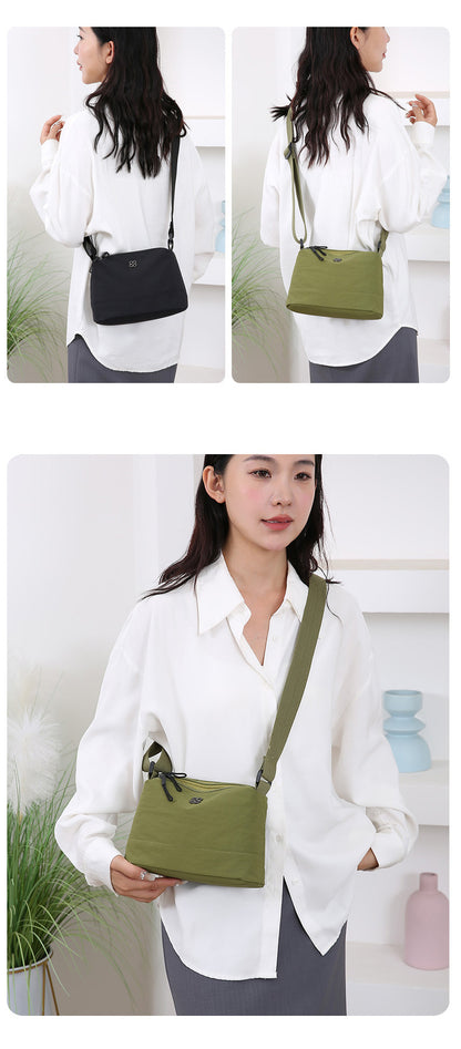 Black Lightweight Multi-Layer Crossbody Bag for Women - Compact, Water-Resistant Nylon Shoulder Bag with V888-ELOSUNG36823