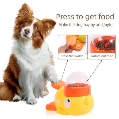 Yellow Interactive Duck-Shaped Automatic Pet Feeder - Smart Treat Dispenser for Cats & Dogs with 3 Adjustable V888-ELOSUNG36830