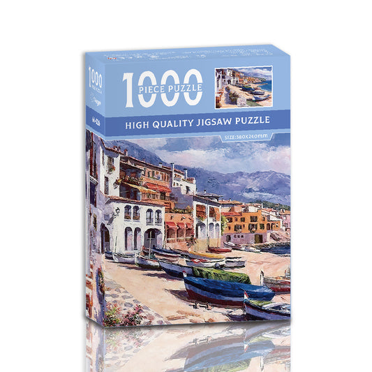 Seaside town 1000-Piece Jigsaw Puzzle - High-Quality Artistic Puzzle for Adults, Stress Relief & Mental V888-ELOSUNG36837