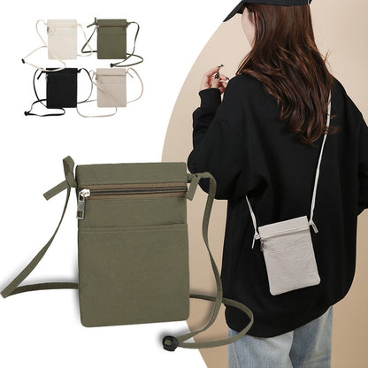 Beige Minimalist Lightweight Nylon Crossbody Phone Bag - Compact & Stylish for Women V888-ELOSUNG36845