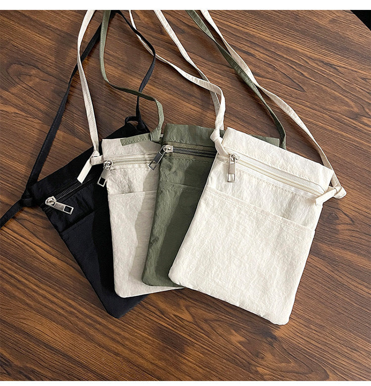 Beige Minimalist Lightweight Nylon Crossbody Phone Bag - Compact & Stylish for Women V888-ELOSUNG36845
