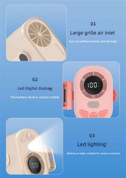 Pink High-Speed Mini Clip Fan with 360 degrees Rotation - Portable, Rechargeable & Multi-Functional Cooling V888-ELOSUNG36854