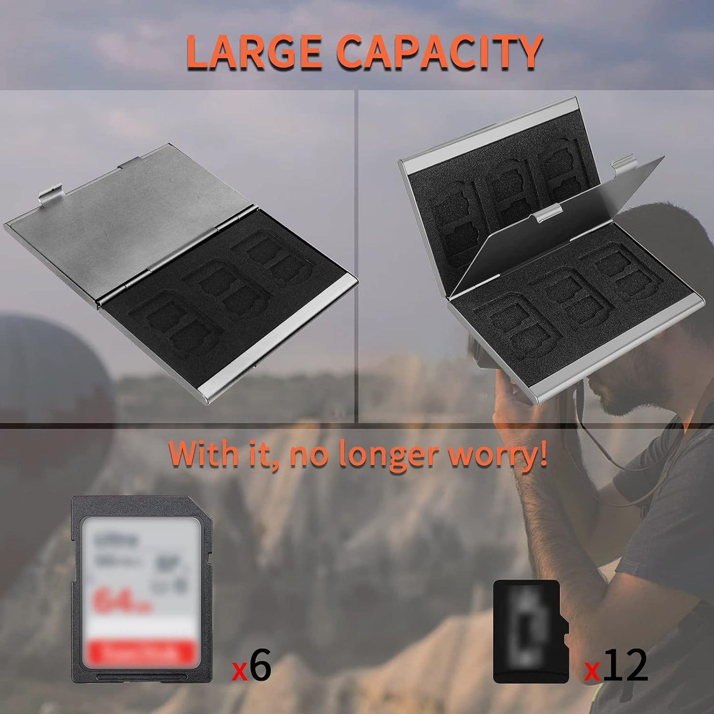 Black High-Quality Aluminum SD & TF Card Case - Premium Storage Solution for Memory Cards(Memory card not V888-ELOSUNG36858