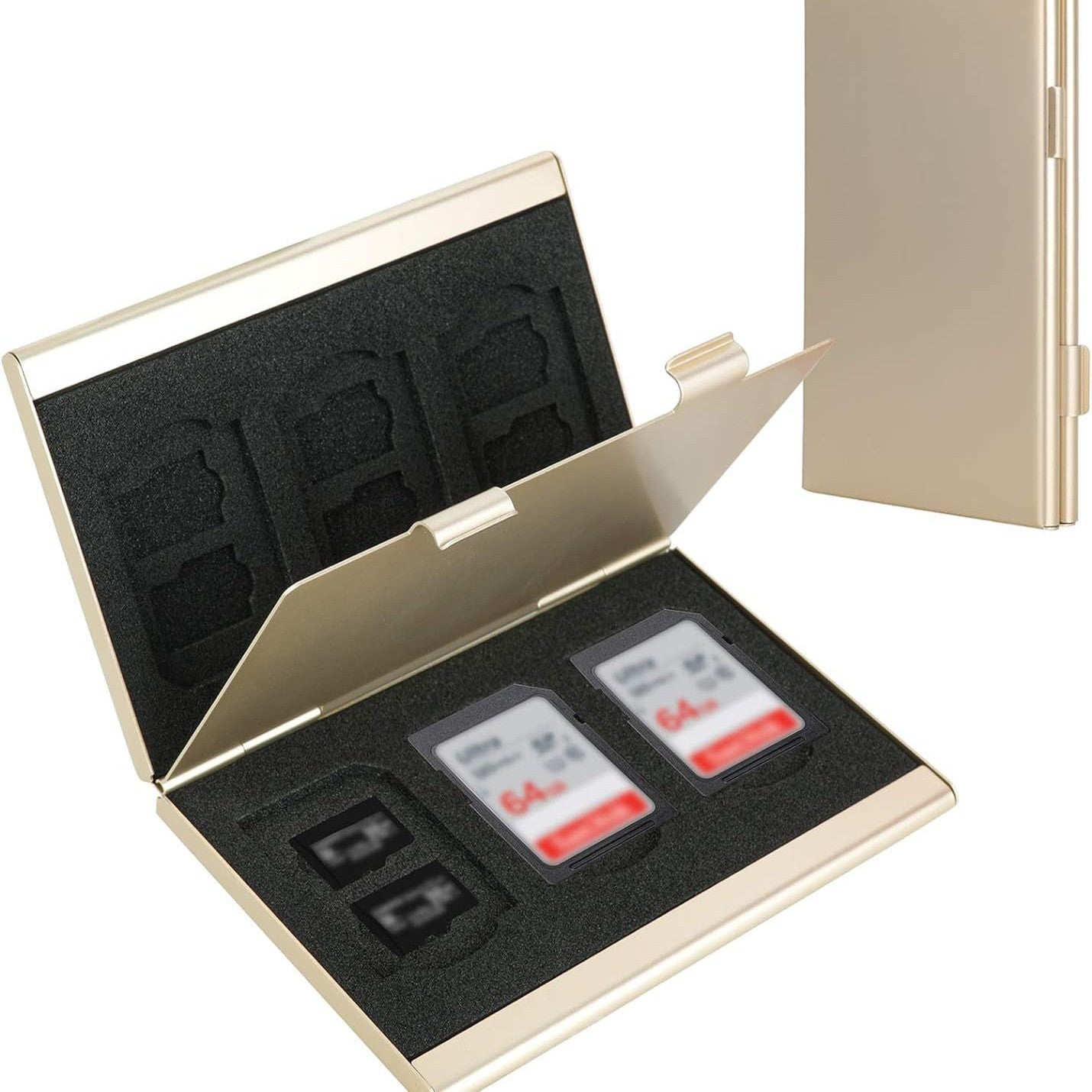 Gold High-Quality Aluminum SD & TF Card Case - Premium Storage Solution for Memory Cards(Memory card not V888-ELOSUNG36859