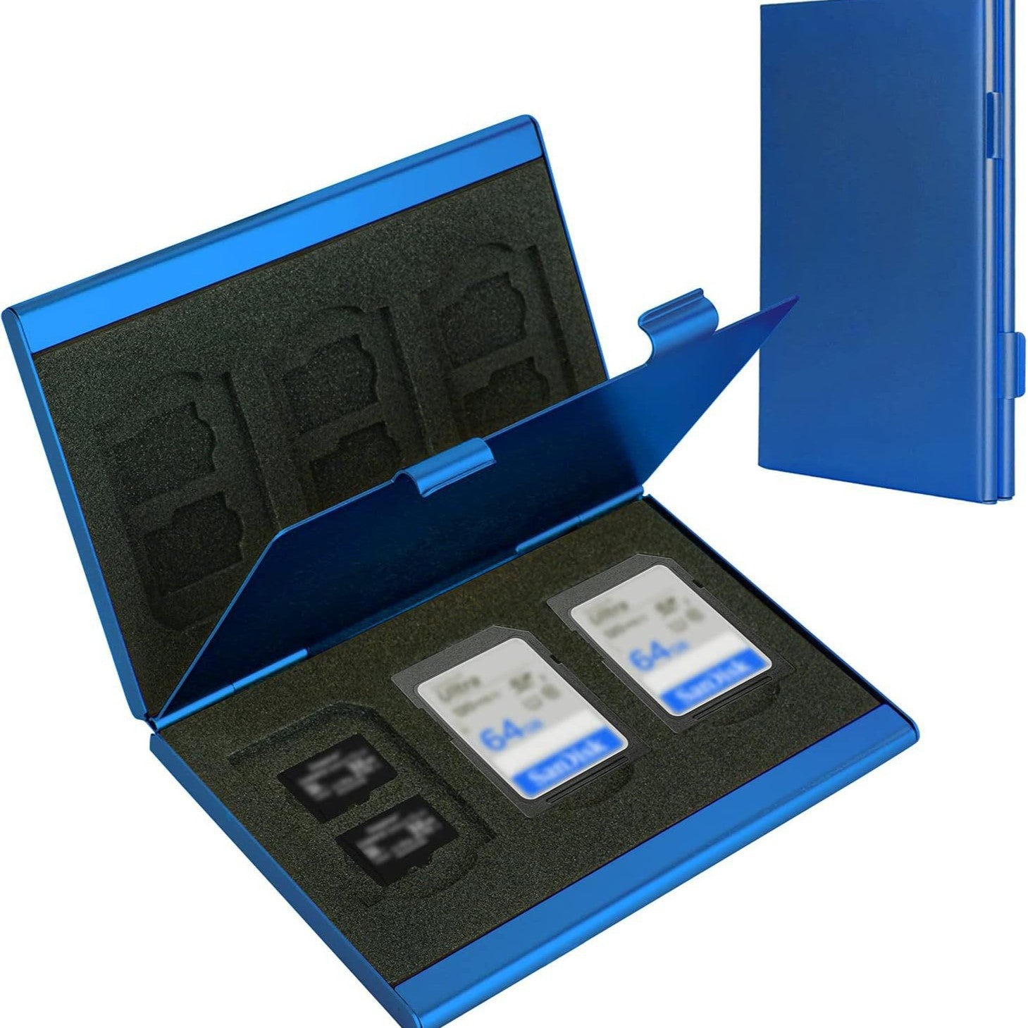 Blue High-Quality Aluminum SD & TF Card Case - Premium Storage Solution for Memory Cards(Memory card not V888-ELOSUNG36860