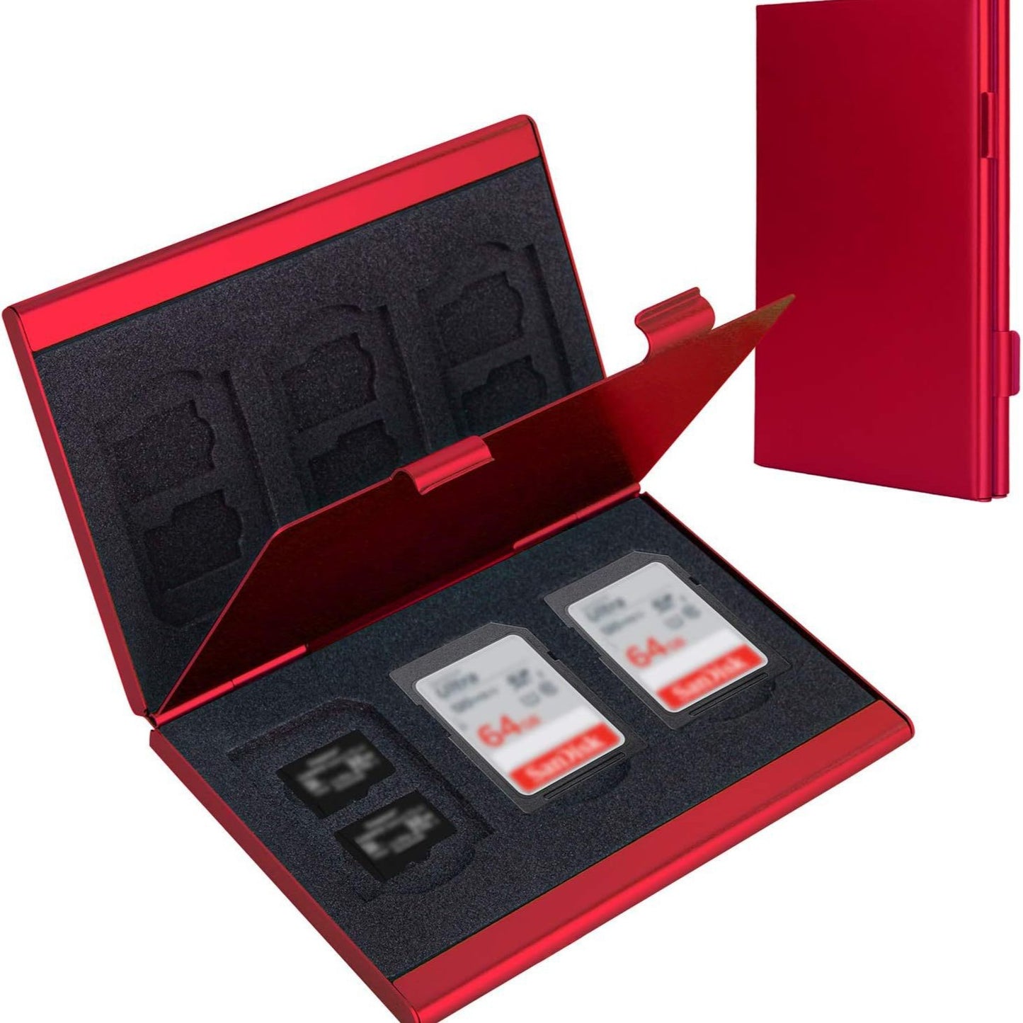 Red High-Quality Aluminum SD & TF Card Case - Premium Storage Solution for Memory Cards(Memory card not V888-ELOSUNG36861
