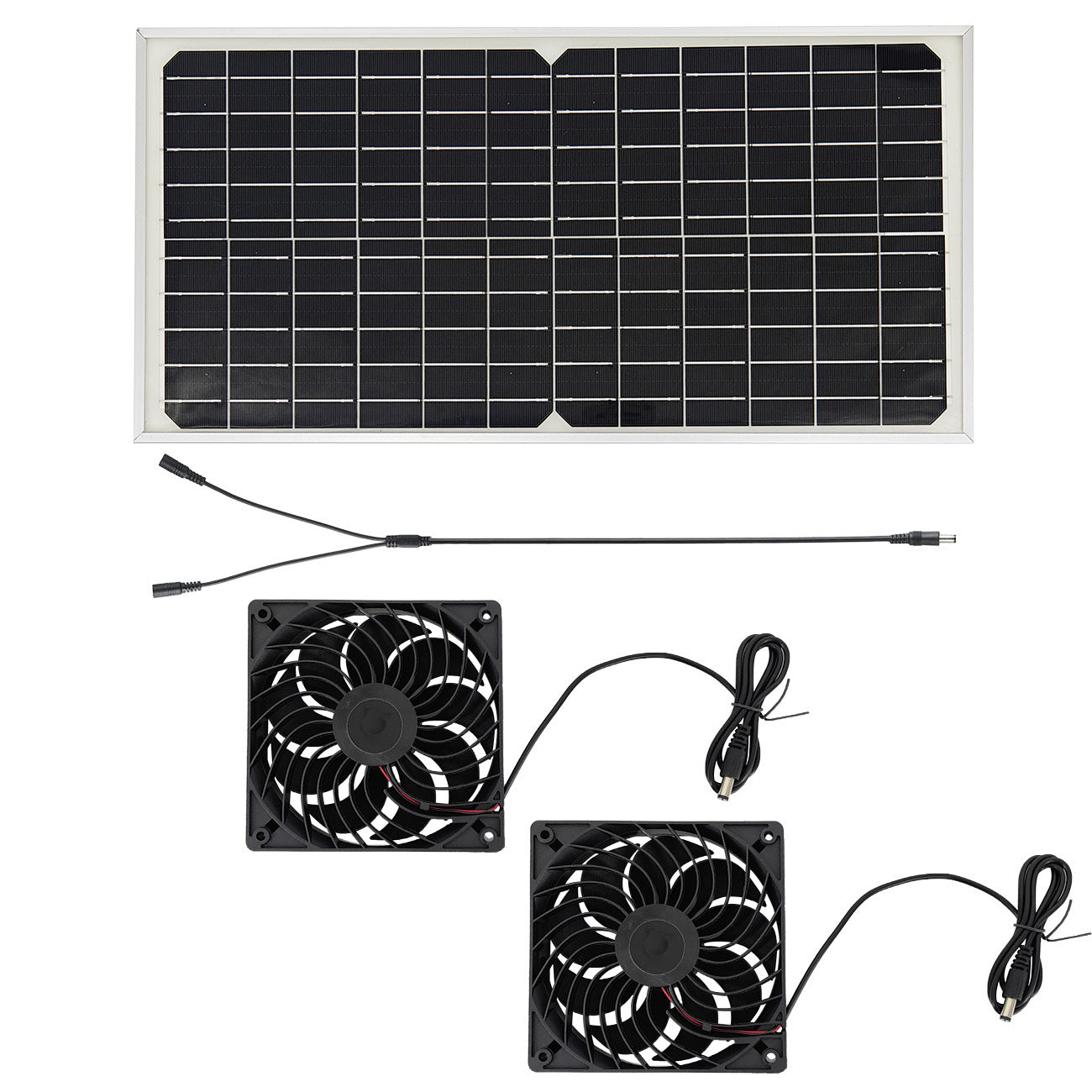 Solar Panel Fan Kit - 16W Monocrystalline Solar Powered Ventilation System with Dual Fans V888-ELOSUNG36869