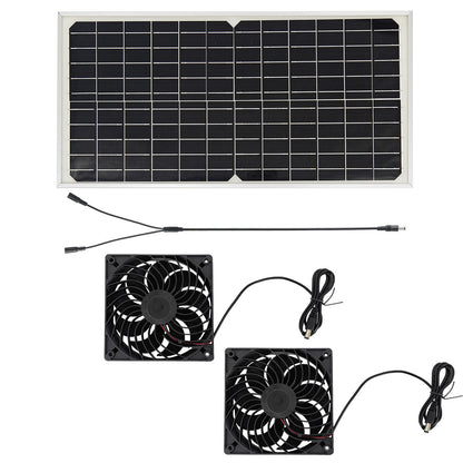 Solar Panel Fan Kit - 16W Monocrystalline Solar Powered Ventilation System with Dual Fans V888-ELOSUNG36869