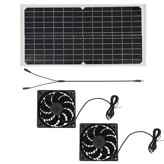 Solar Panel Fan Kit - 16W Monocrystalline Solar Powered Ventilation System with Dual Fans V888-ELOSUNG36869