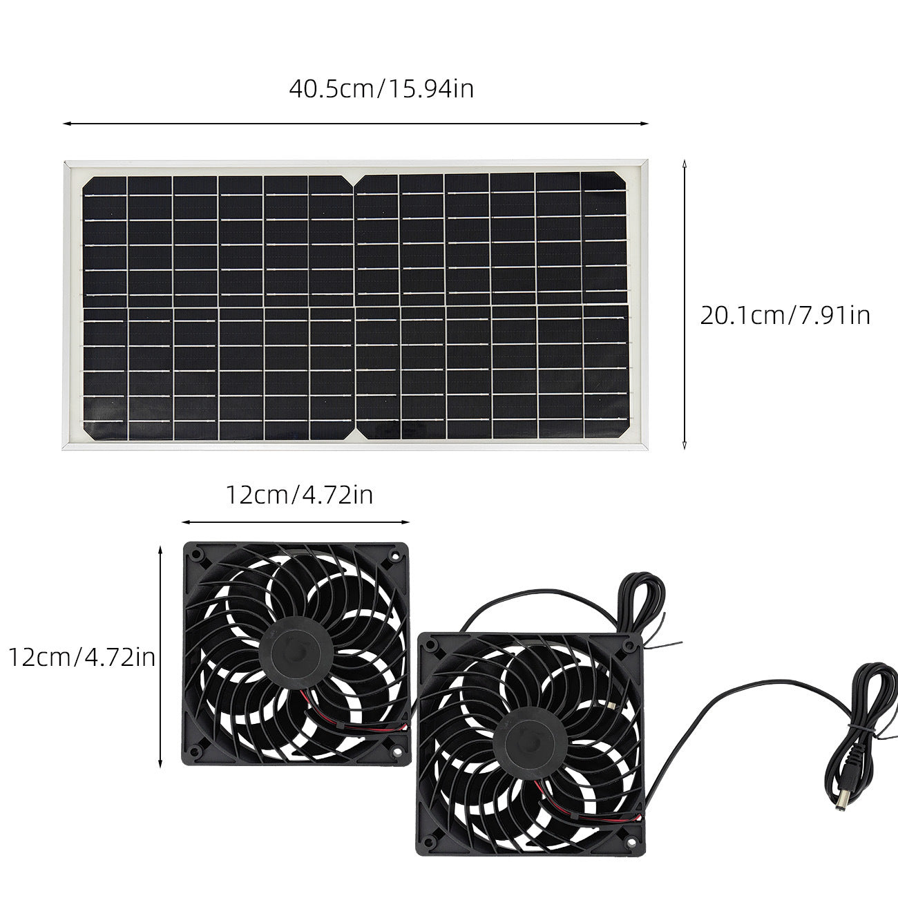 Solar Panel Fan Kit - 16W Monocrystalline Solar Powered Ventilation System with Dual Fans V888-ELOSUNG36869